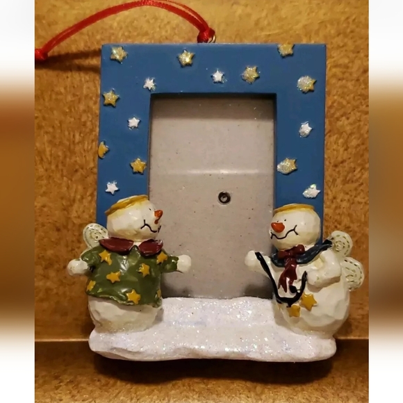 Snowman Christmas Holiday Photo Ornament Frame Or Free Standing Frame - Picture 1 of 7